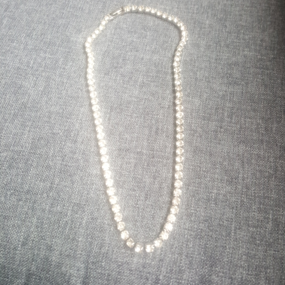 Crystal Diamond Tennis Bracelet Style Necklace